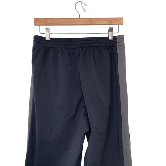 Adidas Black Gray Track Pants Mens Size Medium Classic Straight Leg Logo Active - Picture 3 of 10